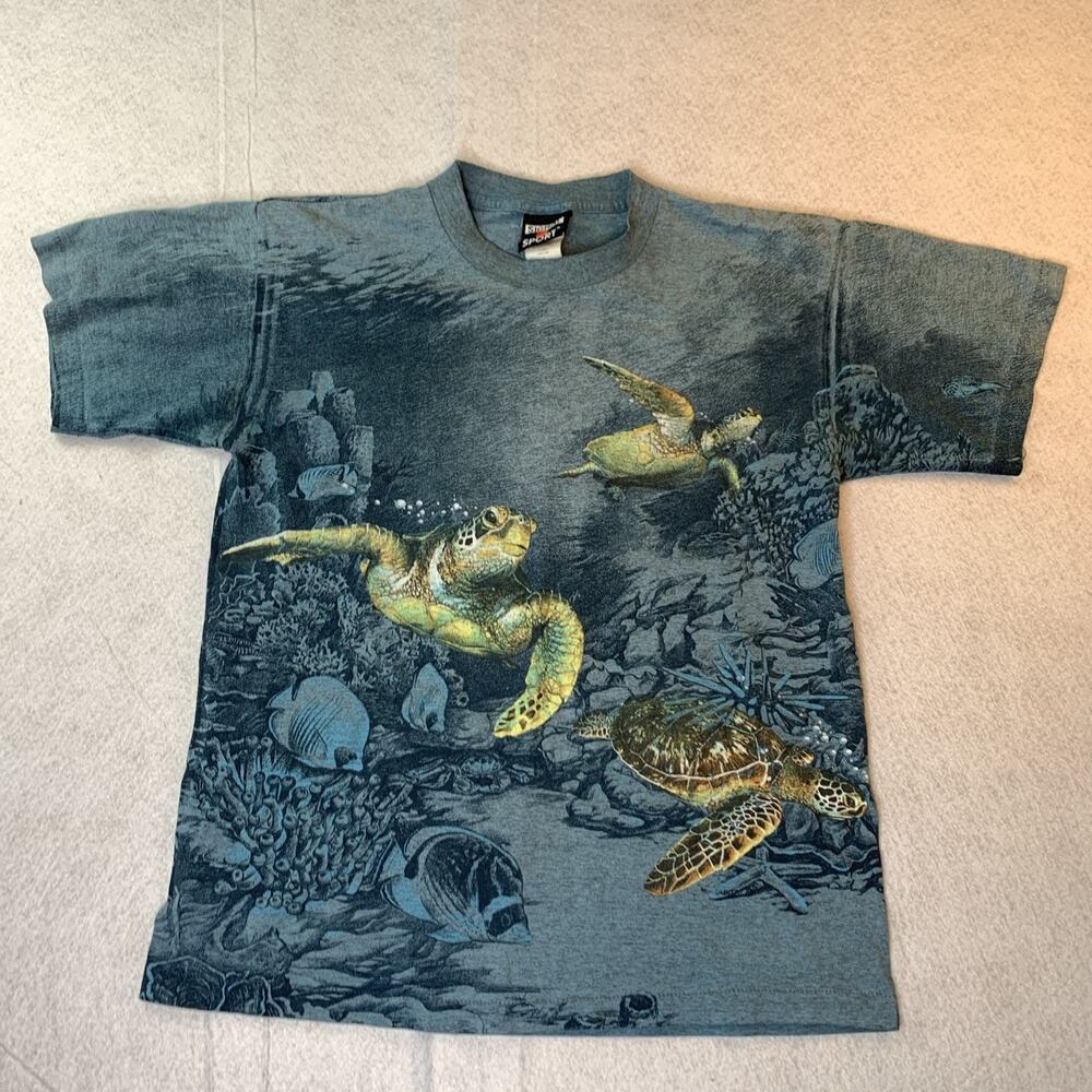 Sea Turtle Mens T-Shirt M Vintage All Over Print Single Stitch Key